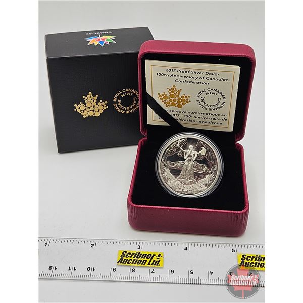 RCM Canada 2017 Proof Silver Dollar : 150th Anniversary of Canadian Confederation (COA #11903) (99.9