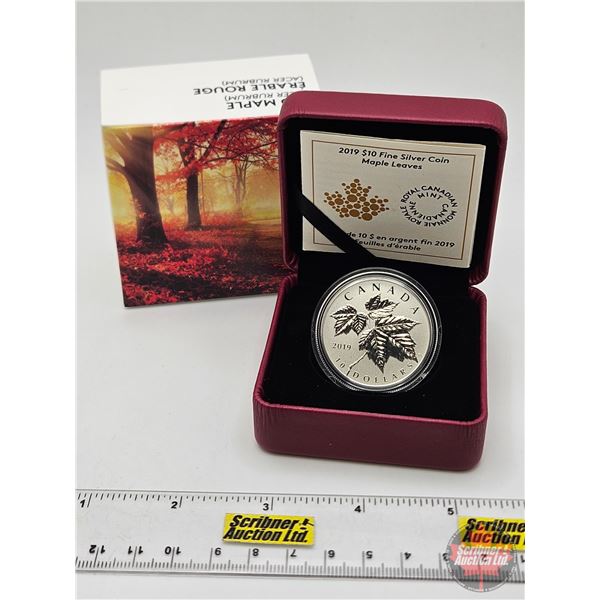 RCM Canada 2019 $10 Fine Silver Coin : Maple Leaves (COA #08176) (99.99%) (GST Exempt)