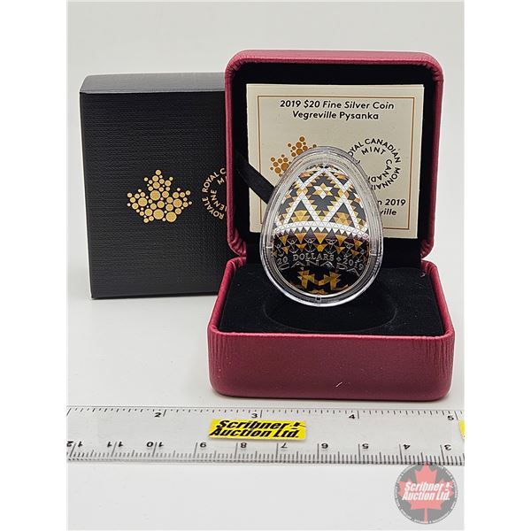 RCM Canada 2019 : $20 Fine Silver Coin : Vegreville Pysanka (COA #0358/5000) (99.99%) (GST Exempt)