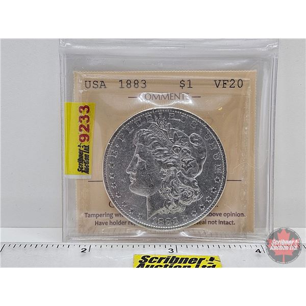 USA Morgan Dollar 1883 (ICCS Cert : VF20)