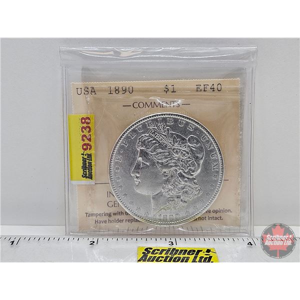 USA Morgan Dollar 1890 (ICCS Cert : EF40)