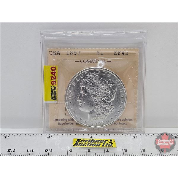 USA Morgan Dollar 1897 (ICCS Cert : EF45)
