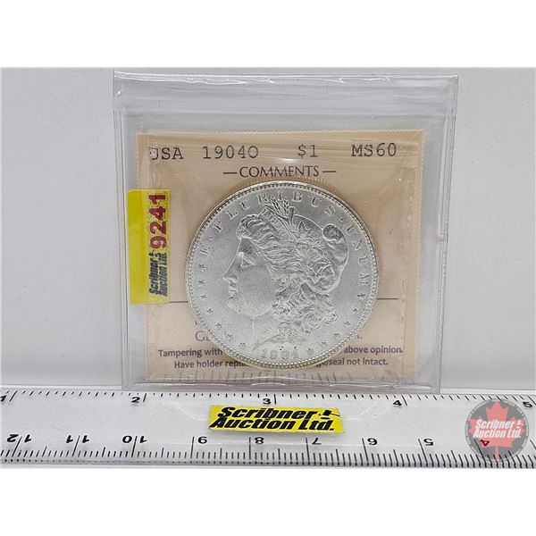 USA Morgan Dollar 1904O (ICCS Cert : MS60)