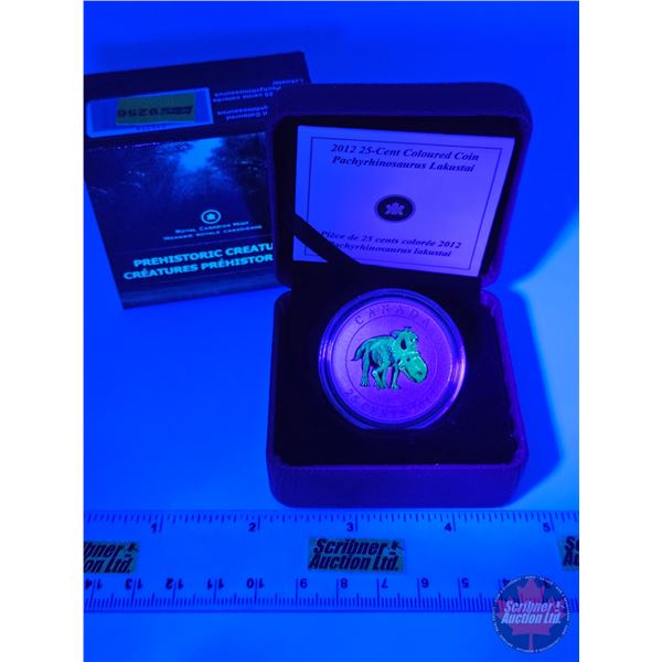 RCM Canada 2012 : 25-Cent Coloured Coin : Prehistoric Creatures : Pachyrhinosaurus Lakustai (COA #12