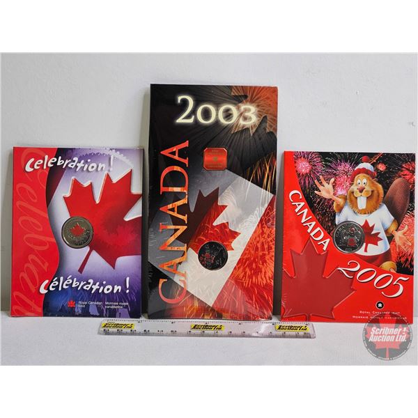 RCM Canada Collector Combo (3): Colored Twenty Five Cent  - 2003 Canada - 2004 Celebration - 2005 Ca