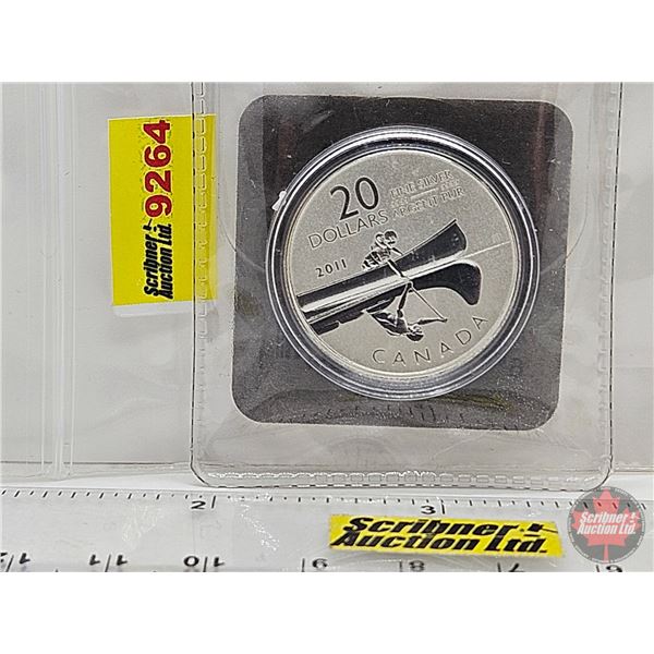 RCM Canada 2011 $20 Fine Silver Coin : Canoe (99.99%) (No COA) (GST Exempt)