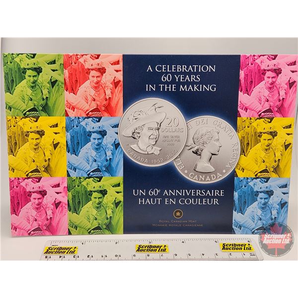 RCM Canada 2012 : $20 Fine Silver Commemorative Coin :  A Celebration 60 Years in the Making QEII (9