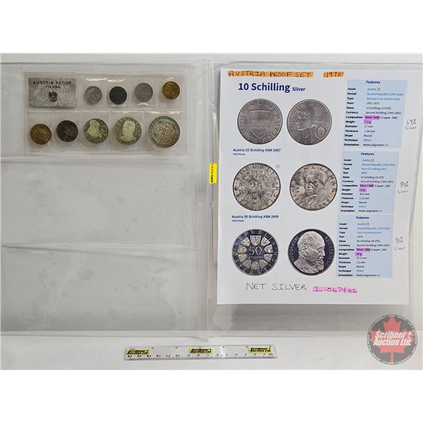 1970 Austria Nine-Coin Proof Set (Incl. 3 Silver Coins)  (Consignor Tag: 1.0674oz Silver ...
