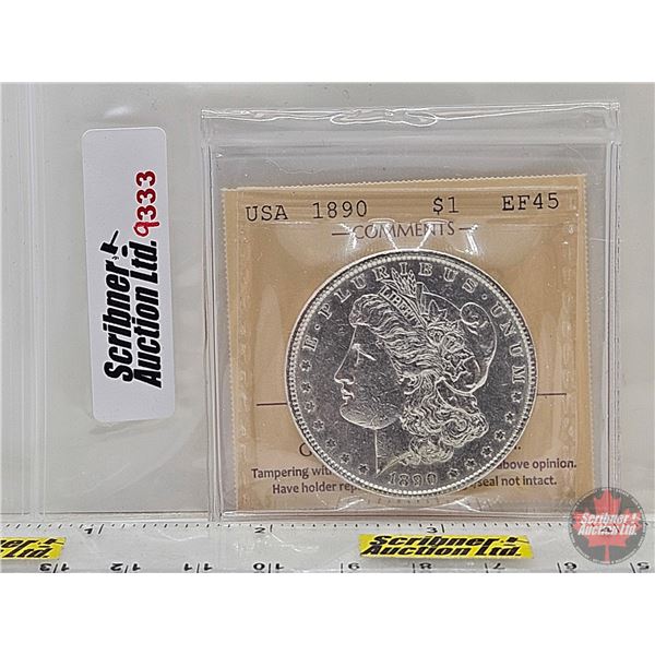 USA Morgan Dollar 1890 (ICCS Cert : EF45)