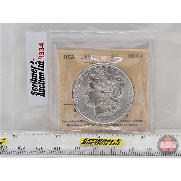 USA Morgan Dollar 1896 (ICCS Cert : MS64)