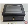 Image 1 : Countertop Coin Storage/Display Case (Black) : Sloped Glass Top Flip Up Door : 1 Bottom Drawer (8-1/
