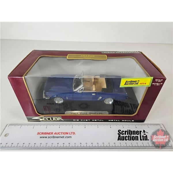 1965 Ford Mustang Convertible Diecast Metal (Secuda)  (Scale 1:24) (Box Measures : 4-1/2"H x 9-1/2"W