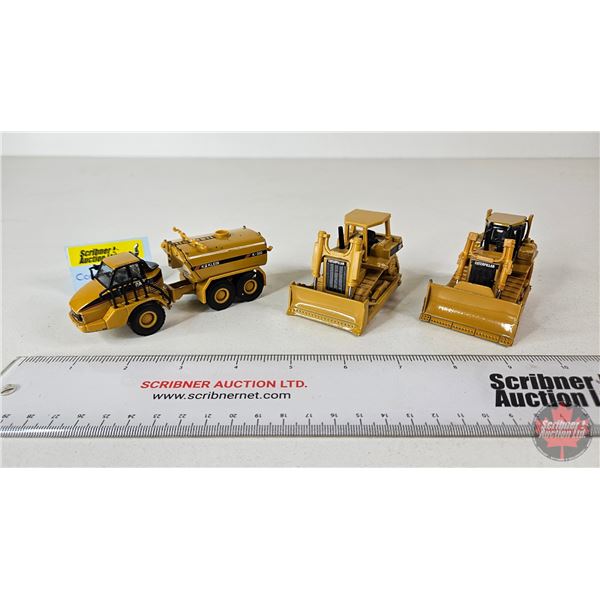 CAT Bulldozers (2) c/w CAT Articulating Water Truck (Norscot) (Scale 1:64)