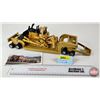 Image 1 : CAT Norscot Bulldozer Diecast Metal c/w Plastic Equipment Mover Trailer  (Scale 1:50) (NOTE: Bulldoz