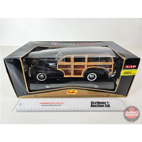 1948 Chevrolet Fleetmaster : Woody Premiere Edition (Maisto) (Scale 1:18) (Box Measures : 5-1/2"H x 