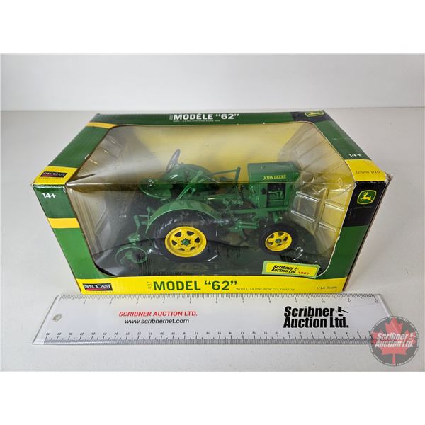 John Deere 1937 Model "62" Tractor w/Cultivator (Spec Cast) (Scale 1:16) (Box Measures : 5"H x 10-1/