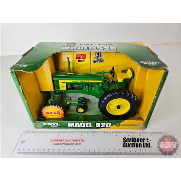 John Deere Model 520 c/w Bonus 1:64 Scale Tractor (ERTL) (Scale 1:16) (Box Measures : 6"H x 10"W x 6