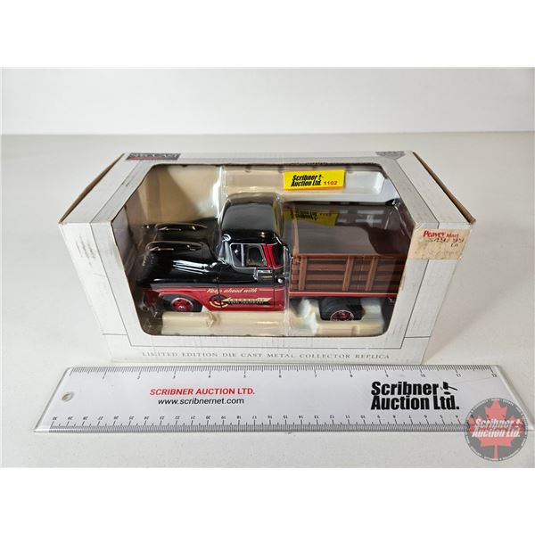 Truck Bank : 1957 Chevy "Cockshutt Farm Equipment" (Spec Cast) (Box Measures : 4-3/4"H x 9"W x 4-1/2