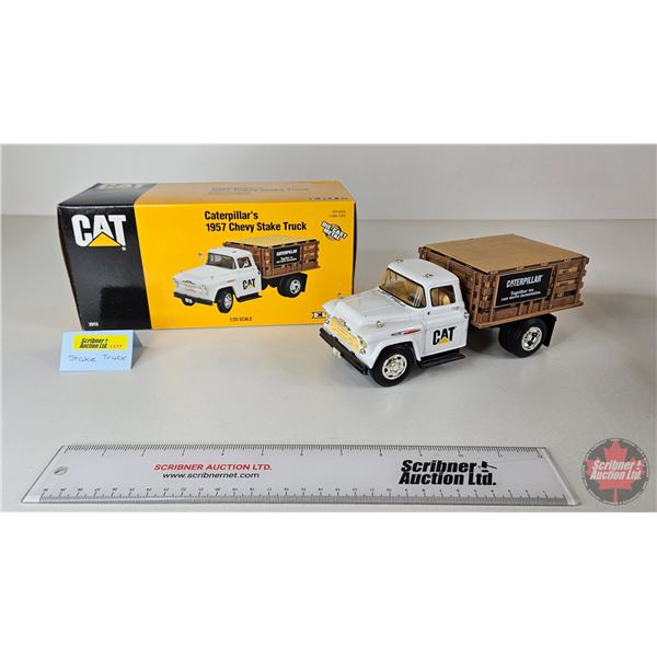 CAT : Caterpillar's 1957 Chevy Stake Truck (ERTL) (Scale 1:25) (Box Measures : 5"H x 7-1/4"W x 4-1/2