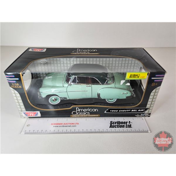 1950 Chevy Bel Air : American Classics (Motor Max) (Scale 1:18) (Box Measures : 5-3/4"H x 13-3/4"W x