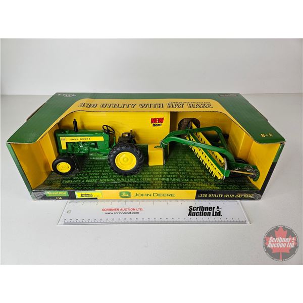 John Deere 330 Utility With Hay Rake (ERTL) (Scale 1:16) (Box Measures: 5"H x 16-1/2"W x 8-1/2"D)