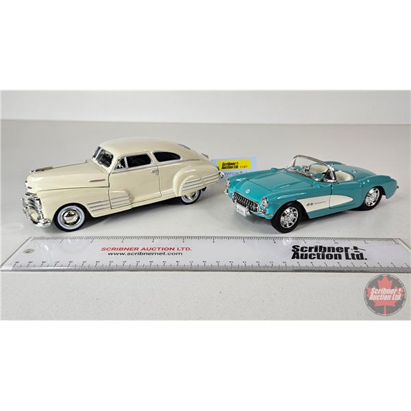 Chevrolet Cars (2) : Diecast Metal - Corvette - Fleetline (Scale 1:24)