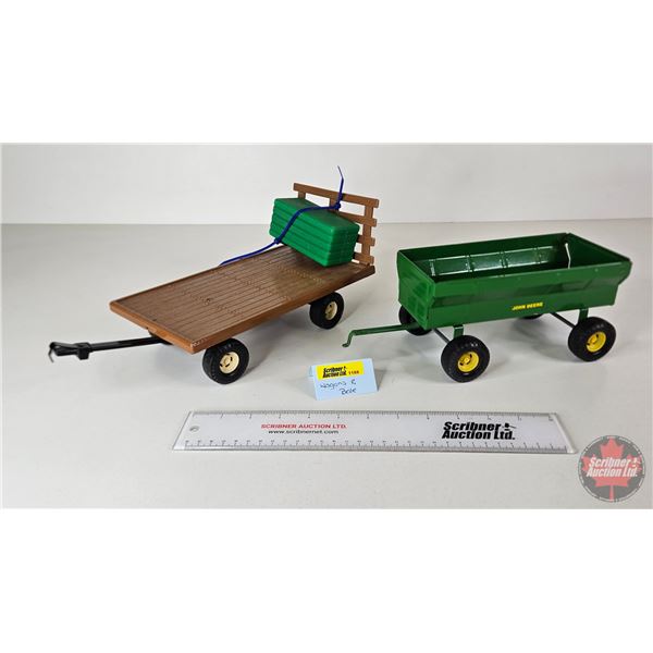 ERTL Combo : (2) Wagons & Lrg Square Bale (Scale 1:16)