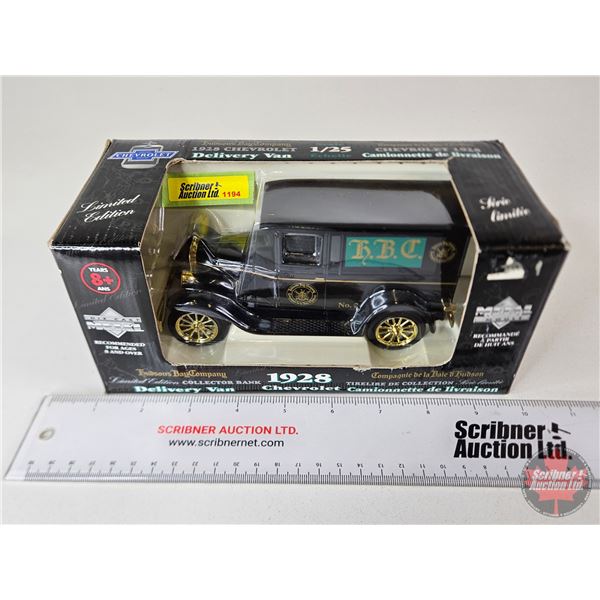 Truck Bank : 1928 Chevrolet Delivery Van H.B.C. (Spec Cast) (Box Measures :4"H x 9"W x 4"D)
