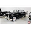 Image 3 : Variety of Black Metal Diecast Vehicles (4) :  - Cadillac - 1957 Chev Bel Air - Plymouth Truck - Che