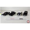 Image 6 : Variety of Black Metal Diecast Vehicles (4) :  - Cadillac - 1957 Chev Bel Air - Plymouth Truck - Che