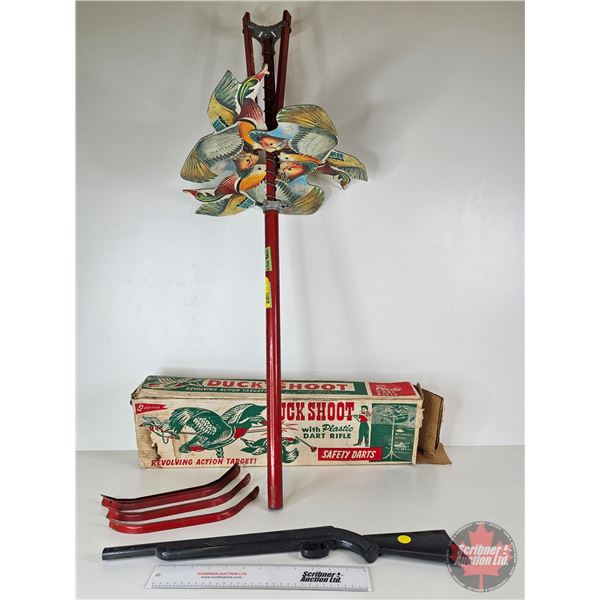 Vintage Shooting Game : Duck Shoot c/w Orig. Box (Made By Superior Toy Canada) (Missing Darts) (Box 