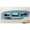 Image 7 : Tin Toy Automobile Carrier Trailer w/ (3) Diecast Vehicles (Scale 1:43) (Trailer Measures : 13-1/2"L