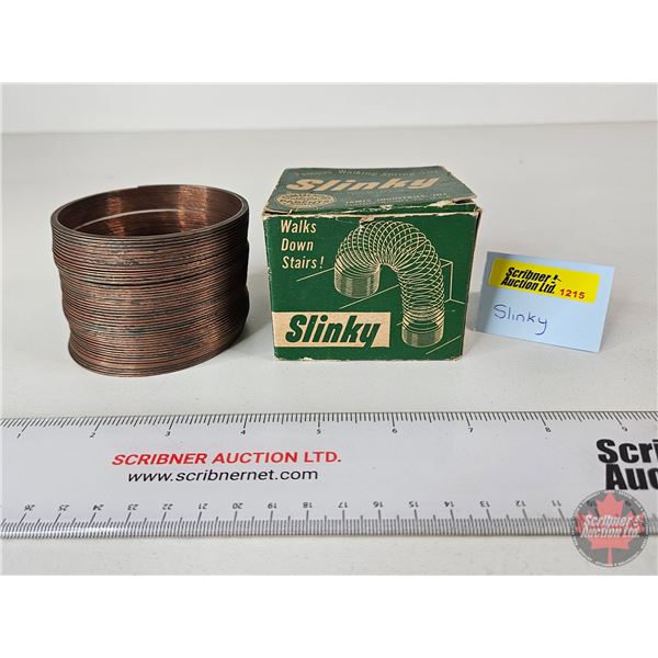 Vintage Slinky w/ Orig. Box (Copper) (Box Measures : 2-1/2"H x 3"W x 3"D)