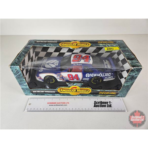 AUTOGRAPHED Ron Barfield : NASCAR New Holland Thunderbird (ERTL American Muscle) (Scale 1:18) (Box M