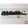 Image 9 : Pressed Steel Truck & Trailer (ERTL) c/w (5) (Scale 1:64) Tractors (Truck Total Length : 20")