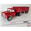 Image 1 : Pressed Steel Toy ERTL Truck (Customized to 5th Wheel) c/w Structo Trailer  (Measures : 6"H x 6"W x 