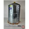 Image 3 : Custom Made Galvanized Tin Grain Bin (On Skids) (Measures : 18"H x 11"Dia)