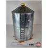 Image 7 : Custom Made Galvanized Tin Grain Bin (On Skids) (Measures : 18"H x 11"Dia)