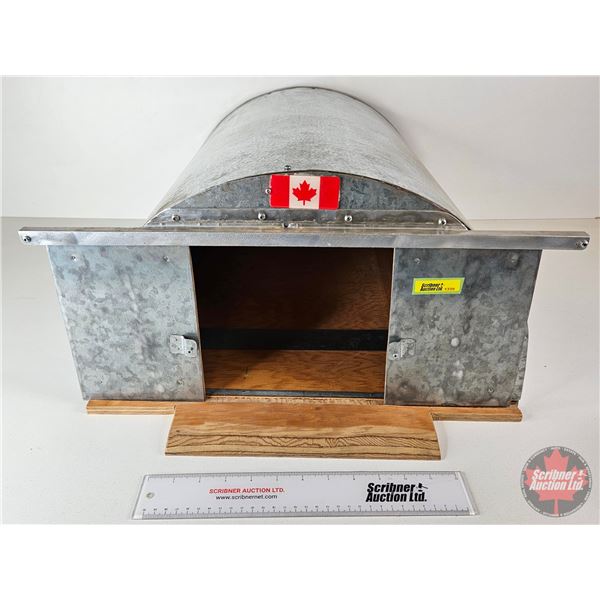 Custom Made Galvanized Quonset Shed w/ Sliding Doors & Plywood Floor (Measures : 11"H x 19-3/4"W x 2