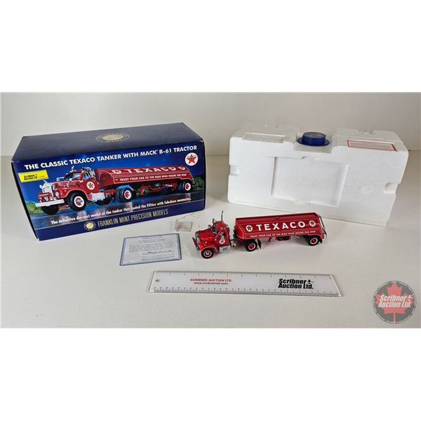 Texaco Tanker w/ Mack B-61 Truck (Franklin Mint Precision Models) (Scale 1:43) (Box Measures : 7"H x