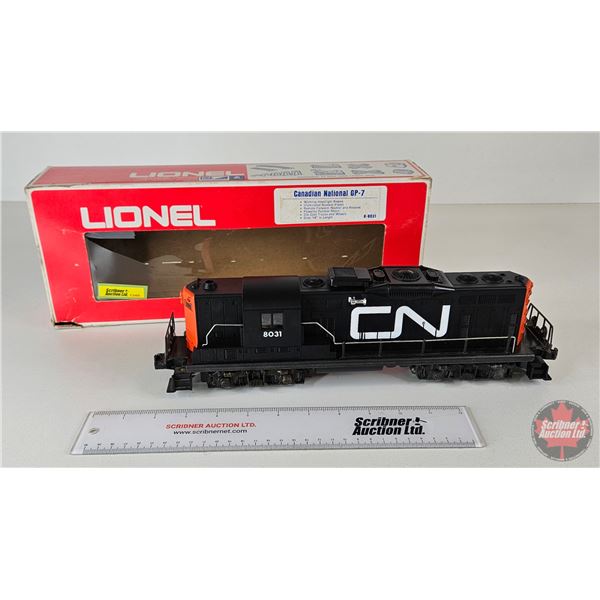 Lionel Canadian National GP-7 Locomotive : O Scale : 6-8031 (Box Measures : 6"H x 15-1/2"W x 3"D)