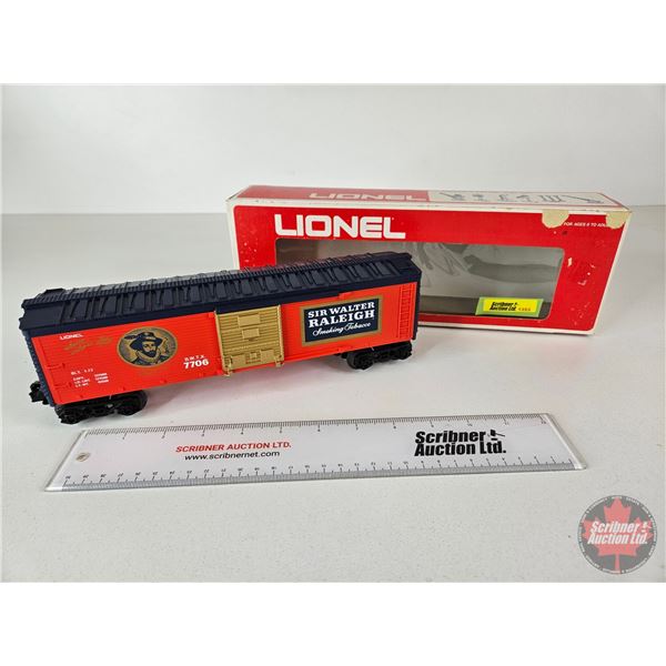 Lionel Sir Walter Raleigh Box Car (c. 1977) : O Scale : 6-7706 (Box Measures : 4-1/2"H x 13"W x 2-3/