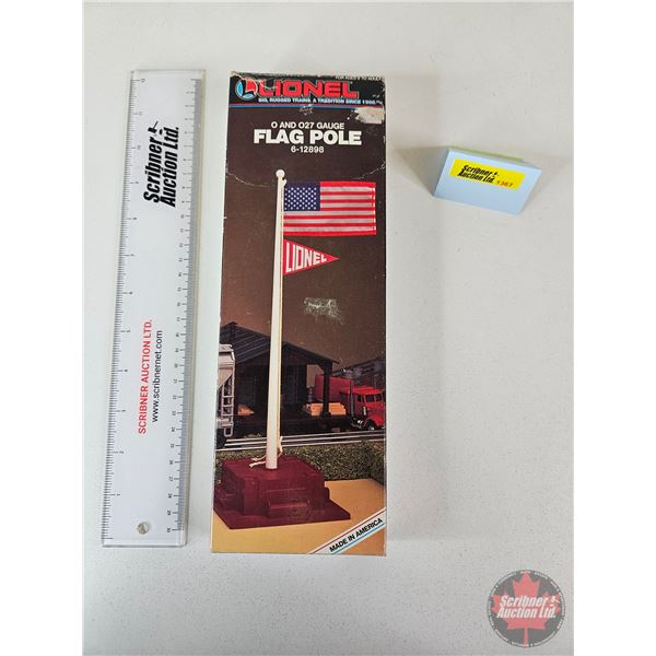 Lionel Flag Pole : O & O27 Gauge : 6-12898 (Box Measures : 11"H x 4"W x 1-1/4"D)
