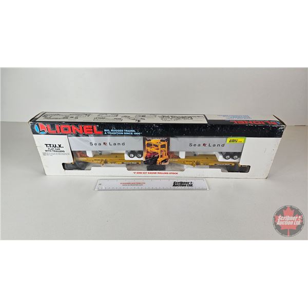 Lionel Sealand T.T.U.X Flatcar Set : O & O27 Gauge : 6-16322 (Box Measures : 7"H x 26"W x 3"D)