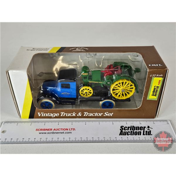 John Deere Vintage Truck & Tractor Set : 1931 Hawkeye Flatbed Truck & 1919 Waterloo Boy Tractor (ERT