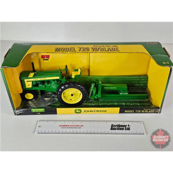 John Deere Model 720 w/ Blade (ERTL) (Scale 1:16) (Box Measures : 7"H x 18"W x 5-3/4"D)