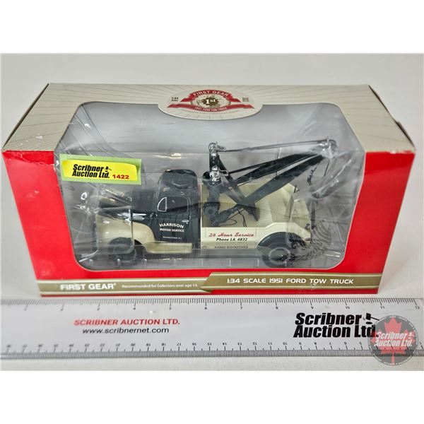 1951 FORD Tow Truck "Harrison Motor Service" (First Gear) (Scale 1:34) (Box Measures : 4-3/4"H x 9-3