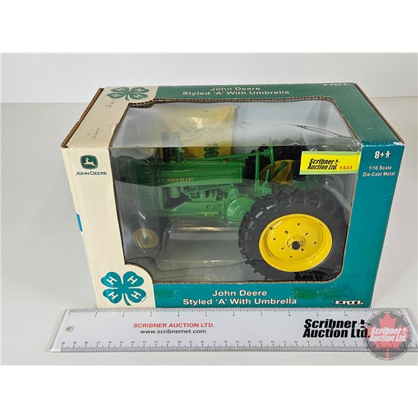 John Deere Styled A w/ Umbrella : Commemorative 4-H Edition (ERTL) (Scale 1:16) (Box Measures : 6-1/