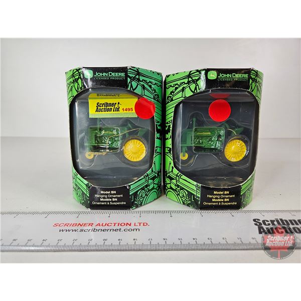 John Deere Model BN Hanging Ornament (2)  (Box Measures : 4-3/4"H x 3-3/4"W x 3"D)