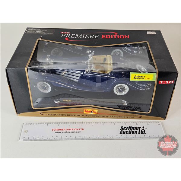 1936 Mercedes Benz 500K TYP : Special Roadster (Maisto)  (Scale 1:18) (Box Measures : 5-1/2"H x 13-1